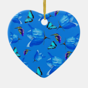 Adorno De Cerámica Las Mariposas Y Flores De Campana De Los Pescadore