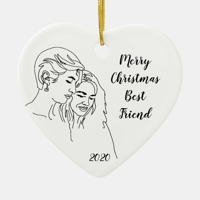 Adorno De Cerámica Las mujeres mejores amigas Personalizado Navidades (Frente)