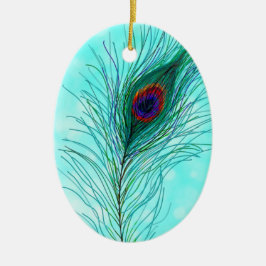 Adorno De Cerámica Las plumas de pavo real dibujadas a mano personali