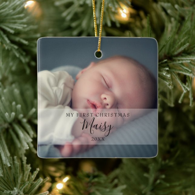 Adorno De Cerámica Las primeras fotos de Navidad del bebé (Árbol)