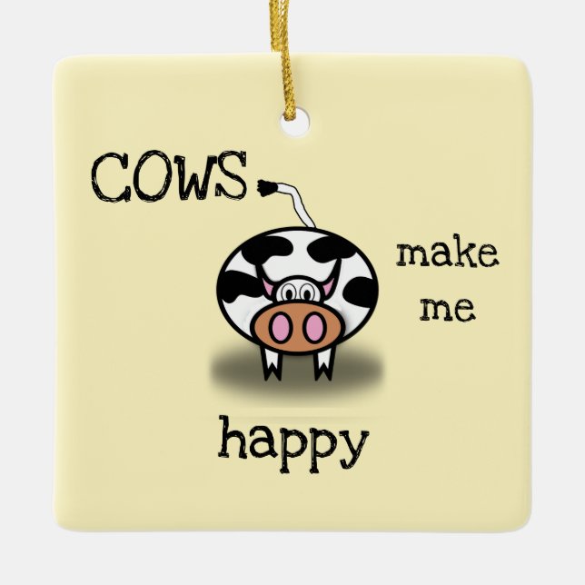 Adorno De Cerámica Las vacas me hacen feliz (Anverso)