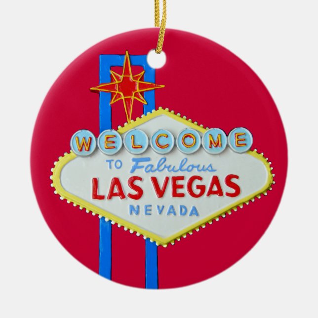 Adorno De Cerámica Las Vegas Feliz Navidad (Frente)