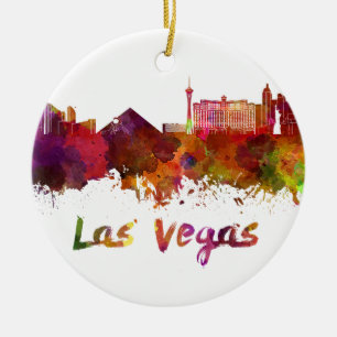 Adorno De Cerámica Las Vegas skyline in watercolor