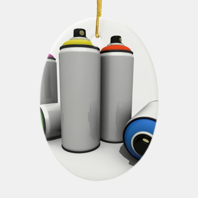 Adorno De Cerámica Latas de la pintura de aerosol (Frente)