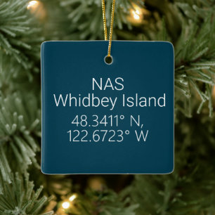 Adorno De Cerámica Latitud Longitud de la Isla NAS Whidbey