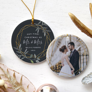 Adorno De Cerámica Laurel Leaf primer Navidad casado