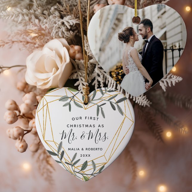 Adorno De Cerámica Laurel Leaf primer Navidad casado (Subido por el creador)