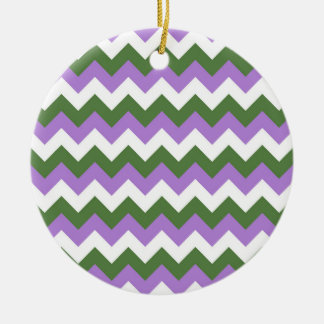Adorno De Cerámica Lavanda, Chevron verde y blanco Zigzag