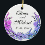 Adorno De Cerámica Lavanda, eucalipto, rosas verde azulados rosados p<br><div class="desc">Un diseño elegante y vintage con lavanda acuarela y eucalipto, con rosas rosa, violeta y verde azulado: el texto es personalizable. ¡Un regalo perfecto para esa nueva pareja casada! Para empezar a cambiar el nombre, haga clic en "Personalizar esta plantilla" y edite la redacción en los cuadros de plantilla. Para...</div>