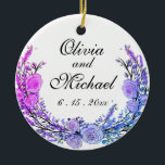 Adorno De Cerámica Lavanda, eucalipto, rosas verde azulados rosados p<br><div class="desc">Un diseño elegante y vintage con lavanda acuarela y eucalipto, con rosas rosa, violeta y verde azulado: el texto es personalizable. ¡Un regalo perfecto para esa nueva pareja casada! Para empezar a cambiar el nombre, haga clic en "Personalizar esta plantilla" y edite la redacción en los cuadros de plantilla. Para...</div>