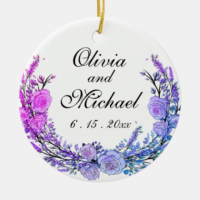 Adorno De Cerámica Lavanda, eucalipto, rosas verde azulados rosados p (Frente)