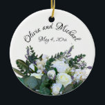 Adorno De Cerámica Lavanda Eucalyptus color rosa blanco verde<br><div class="desc">Un diseño elegante y vintage con eucalipto, lavanda, rosas blancas y vegetación - personalizable - añadir tu propio texto - Para empezar a cambiar el nombre, haz clic en "Personalizar esta plantilla" y edita la redacción en los cuadros de plantilla. Para acceder a las herramientas de edición más avanzadas, desplácese...</div>