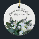 Adorno De Cerámica Lavanda Eucalyptus color rosa blanco verde<br><div class="desc">Un diseño elegante y vintage con eucalipto, lavanda, rosas blancas y vegetación - personalizable - añadir tu propio texto - Para empezar a cambiar el nombre, haz clic en "Personalizar esta plantilla" y edita la redacción en los cuadros de plantilla. Para acceder a las herramientas de edición más avanzadas, desplácese...</div>
