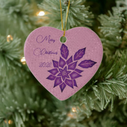 Adorno De Cerámica Lavanda inglesa y poinsettia rojo-violeta intenso