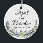Adorno De Cerámica Lavanda, rosas amarillas y eucalipto<br><div class="desc">Un diseño elegante y vintage con rosas amarillas, eucaliptos y lavanda pintadas en una romántica acuarela. Personalizable- Para empezar a cambiar el nombre, haga clic en "Personalizar esta plantilla" y edite la redacción en los cuadros de plantilla. Para acceder a las herramientas de edición más avanzadas, desplácese hasta "Haga clic...</div>