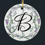 Adorno De Cerámica Lavanda y Eucalipto<br><div class="desc">Un diseño elegante y vintage con eucalipto y lavanda pintados en una romántica acuarela. Para empezar a cambiar el nombre, haga clic en "Personalizar esta plantilla" y edite la redacción en los cuadros de plantilla. Para acceder a las herramientas de edición más avanzadas, desplácese hasta "Haga clic en el personalizar...</div>