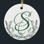 Adorno De Cerámica Lavanda y Eucalipto<br><div class="desc">Un diseño elegante y vintage con eucalipto y lavanda pintados en una romántica acuarela. Para empezar a cambiar el nombre, haga clic en "Personalizar esta plantilla" y edite la redacción en los cuadros de plantilla. Para acceder a las herramientas de edición más avanzadas, desplácese hasta "Haga clic en el personalizar...</div>