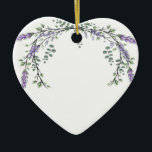 Adorno De Cerámica Lavanda y Eucalipto<br><div class="desc">Un diseño elegante y vintage con eucalipto y lavanda pintados en una romántica acuarela.</div>