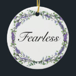 Adorno De Cerámica Lavanda y Eucalyptus Incansablemente acuarela flor<br><div class="desc">Un diseño romántico y elegante con la palabra "audaz" enmarcada por eucalipto y lavanda pintada en acuarela. Para empezar a cambiar el nombre, haga clic en "Personalizar esta plantilla" y edite la redacción en los cuadros de plantilla. Para acceder a las herramientas de edición más avanzadas, desplácese hasta "Haga clic...</div>