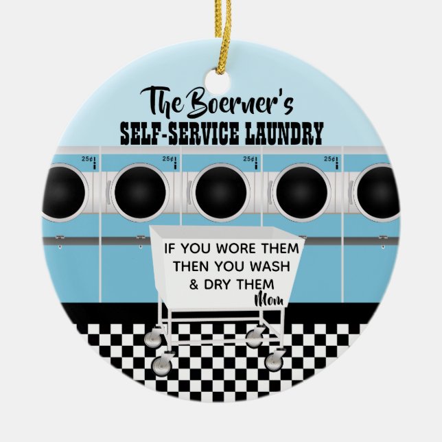 Adorno De Cerámica Lavandería De Autoservicio Retro Ellos Hacen El Tr (Frente)