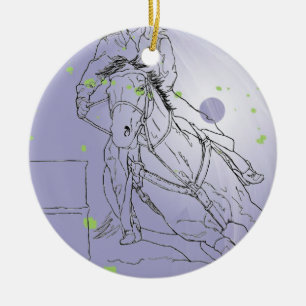 Adorno De Cerámica Lavender Barrel Racer