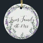 Adorno De Cerámica Lavender Eucalyptus morado floral botánico<br><div class="desc">Un elegante y vintage diseño floral de color púrpura botánico con eucalipto y lavanda pintados en una romántica acuarela.</div>