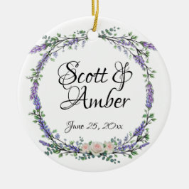 Adorno De Cerámica Lavender Eucalyptus rosas blancas rosas