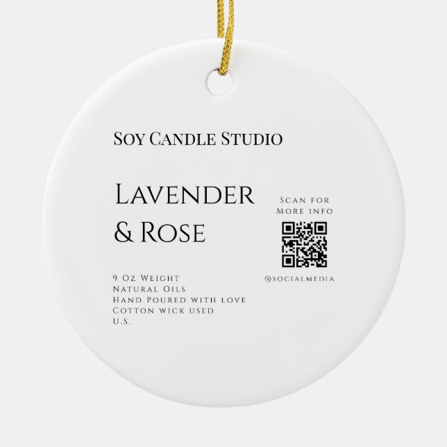 Adorno De Cerámica Lavender rosa soja negocios de velas añadir código (Frente)