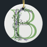 Adorno De Cerámica Lavender y Eucalyptus Bride<br><div class="desc">Un diseño elegante y vintage con eucalipto y lavanda pintados en una romántica acuarela. Para empezar a cambiar el nombre, haga clic en "Personalizar esta plantilla" y edite la redacción en los cuadros de plantilla. Para acceder a las herramientas de edición más avanzadas, desplácese hasta "Haga clic en el personalizar...</div>