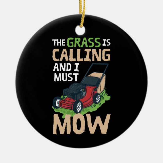 Adorno De Cerámica Lawn Mower Lawn Care (Frente)