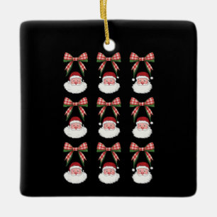 Adorno De Cerámica Lazo Coqueta Navidad Santa Vintage Navidades Retro