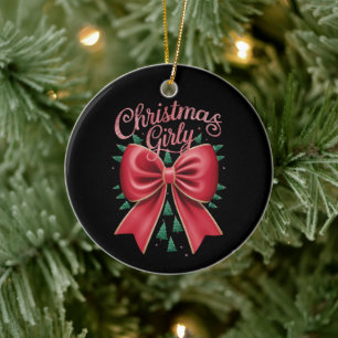 Adorno De Cerámica Lazo de árbol de Navidad estética femenina vacacio