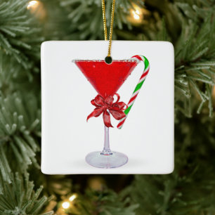Adorno De Cerámica Lazo de Navidad en cóctel Martini