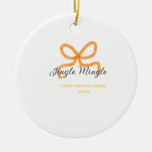 Adorno De Cerámica Lazo naranja jingle mingle retro boho nombre fecha