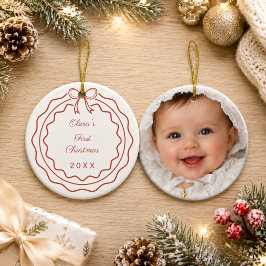 Adorno De Cerámica Lazo para foto de la primera Navidad del bebé con