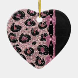 Adorno De Cerámica Lazos de cinta de estampado de leopardo rosa RAB R