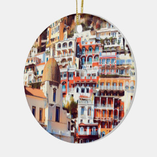 Adorno De Cerámica ldp POSITANO - ciudad - iglesia Santa Maria Assunt