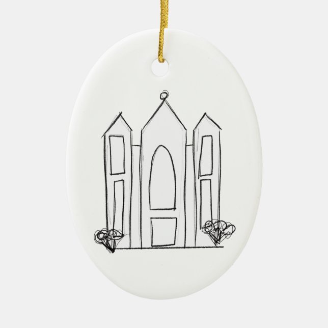 Adorno De Cerámica LDS Salt Lake City Temple simple mormón moderno (Frente)