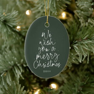 Adorno De Cerámica Le deseamos una alegre foto de Navidad verde de va