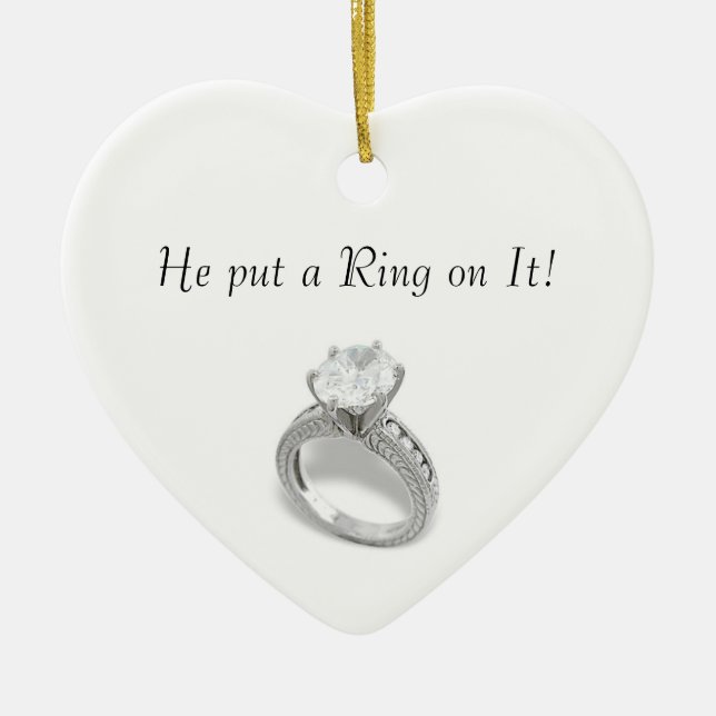 Adorno De Cerámica Le puso un anillo/guardó la fecha (Frente)