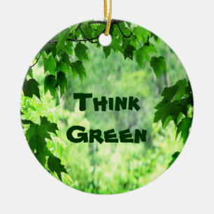 Adorno De Cerámica Leafy Think Green