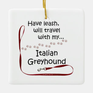 Adorno De Cerámica Leash de viaje de Greyhound italiano - Keychain