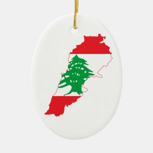 Adorno De Cerámica Lebanon Flag Map