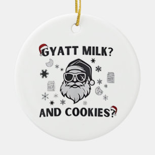 Adorno De Cerámica Leche Gyatt y Galletas Divertido Santa Gen Alpha