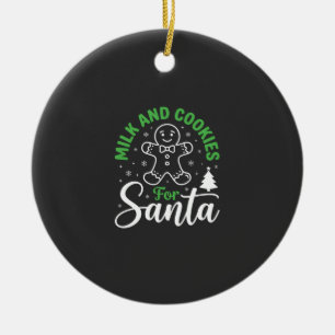 Adorno De Cerámica Leche y Galletas de Navidad para Santa