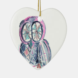 Adorno De Cerámica Lechuza acuática de invierno mágica