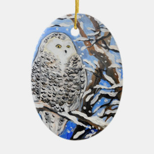 Adorno De Cerámica Lechuza de Nieve