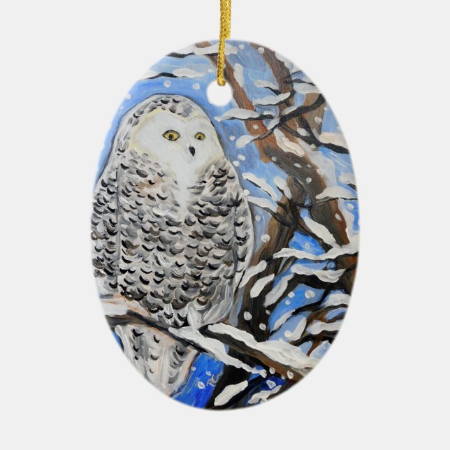 Adorno De Cerámica Lechuza de Nieve (Frente)
