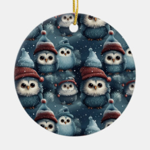 Adorno De Cerámica Lechuza navidad