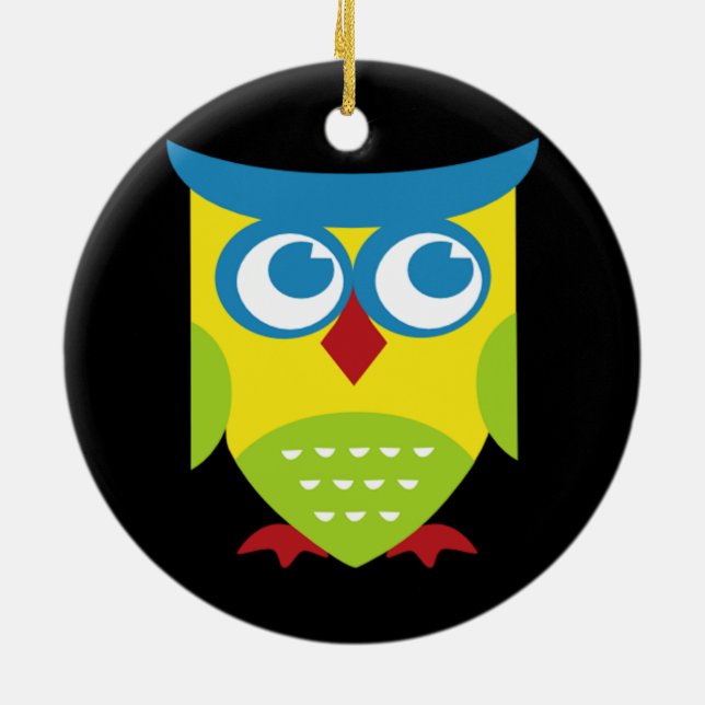 Adorno De Cerámica Lechuza Retro Colorida (Atrás)